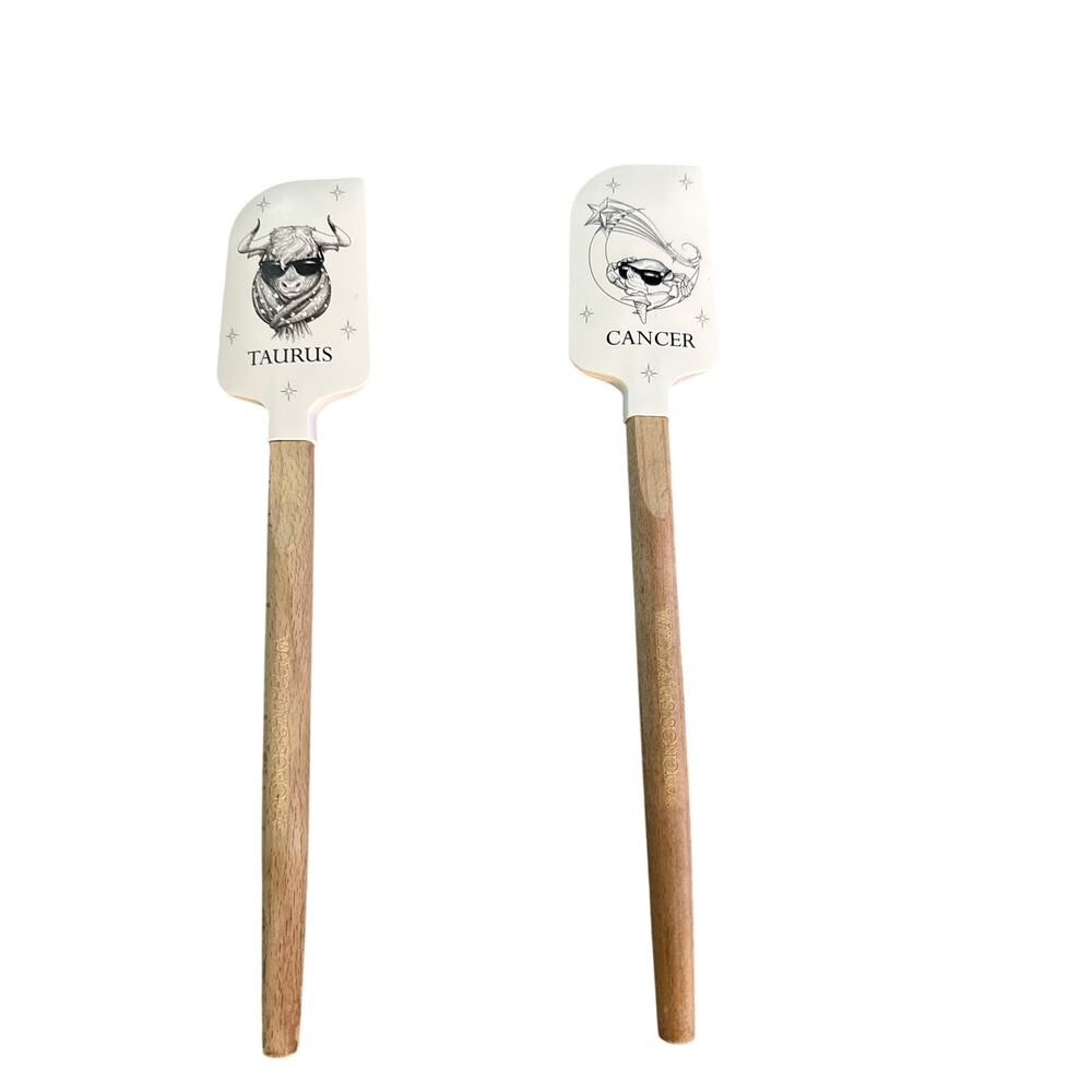 Williams Sonoma Zodiac Spatula Set Taurus Cancer Wood Handle